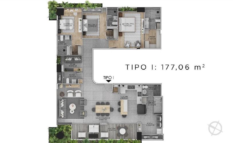 Apartamento de 4 alcobas en venta en Castropol, Medellín, 180 m² · foto 2 de 2