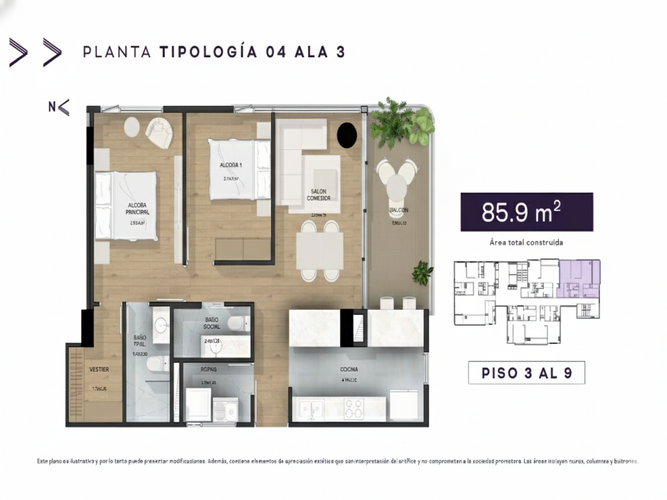 Apartamento de 1 alcoba en venta en Villa Carlota, Medellín, 69 m² · foto 17 de 24