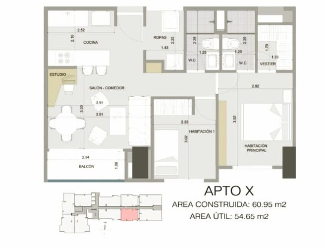 Apartamento de 2 alcobas en venta en Bellavista, Bello, 61 m² · foto 3 de 15