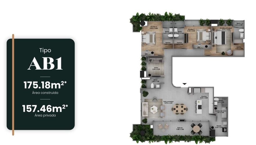 Apartamento de 2 alcobas en venta en Castropol, Medellín, 86 m² · foto 8 de 16