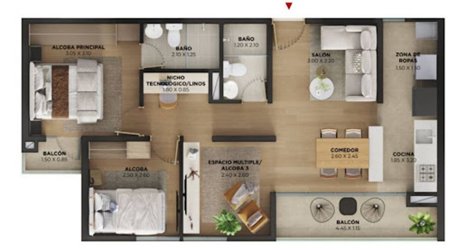 Apartamento de 2 alcobas en venta en Bucaros, Bello, 59 m² · foto 15 de 15