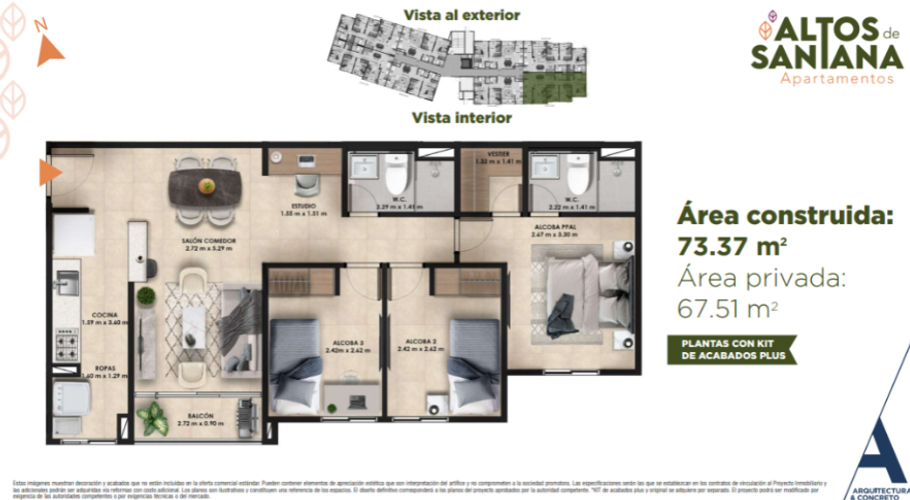 Apartamento de 3 alcobas en venta en Los Colegios, Rionegro, 73 m² · foto 20 de 20