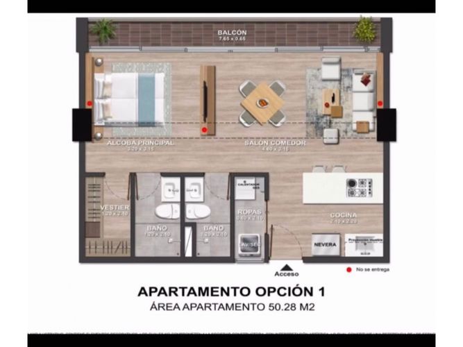 Apartamento de 1 alcoba en venta en Puente Pelaez, El Retiro, 50 m² · foto 7 de 12