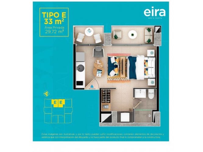 Apartaestudio en venta en Miramar, Santa Marta, 39 m² · foto 4 de 18