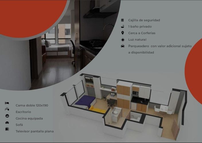 Apartaestudio en venta en Gran America, Bogotá, 20 m² · foto 13 de 14