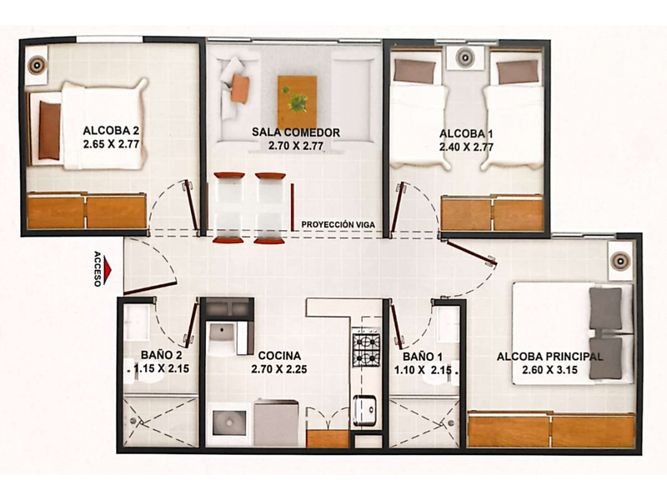 Apartamento de 3 alcobas en venta en La Buitrera, Yumbo, 46 m² · foto 13 de 24