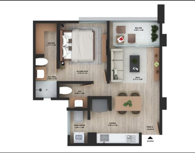 Apartaestudio en venta en El Tambo, La Ceja, 48 m² · foto 4 de 7