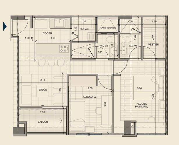 Apartamento de 2 alcobas en venta en Laureles, Medellín, 62 m² · foto 5 de 8