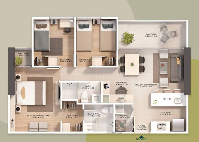 Apartaestudio en venta en Ancon Sur, Medellín, 70 m² · foto 2 de 7