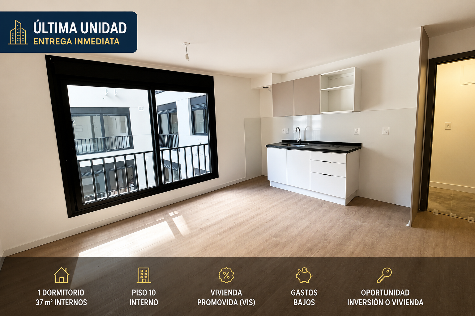 1 Dormitorio con Garaje A Estrenar | Cordón Soho | USD 148.750