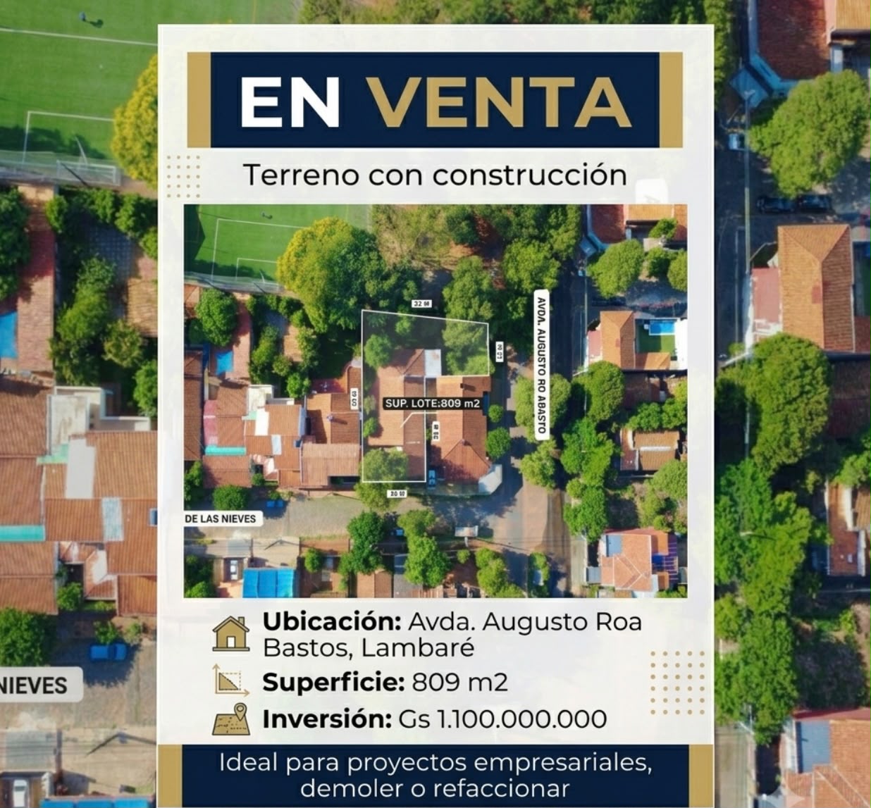 EN VENTA! TERRENO CON CONSTRUCCIÓN SOBRE AVDA AUGUSTO ROA BASTOS -LAMBARÉ - foto 2