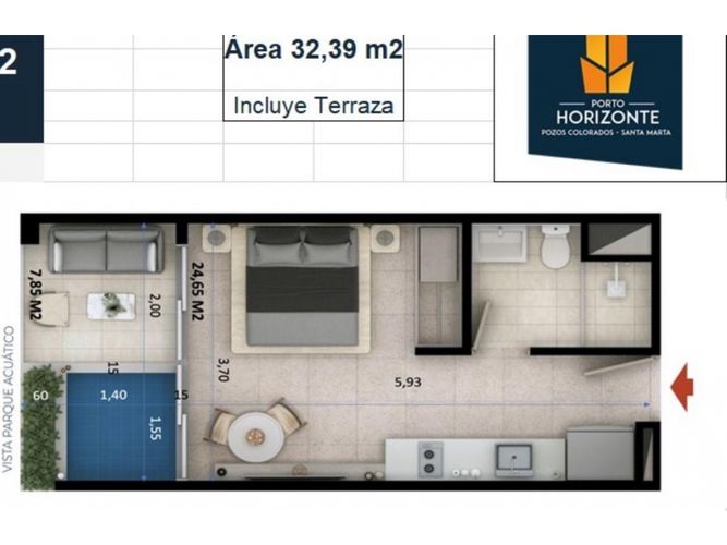 Apartaestudio en venta en Zuana, Santa Marta, 32 m² · foto 16 de 19
