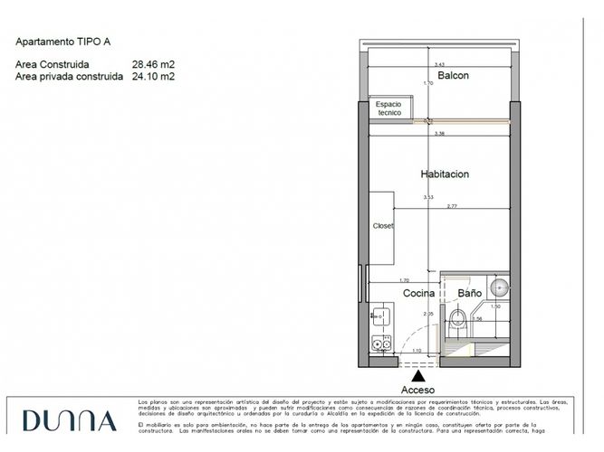 Apartamento de 1 alcoba en venta en Pozos Colorados, Santa Marta, 28 m² · foto 8 de 8