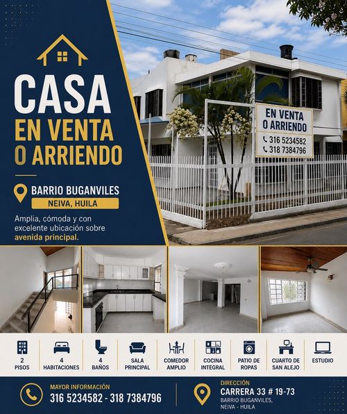 Casa de 4 alcobas en venta en El Jardin, Neiva, 176 m² · foto 2 de 3