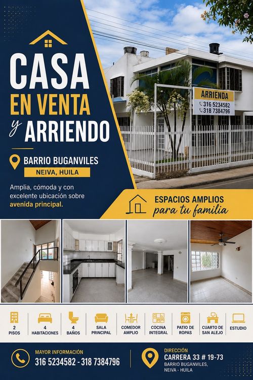 Casa de 4 alcobas en venta en El Jardin, Neiva, 176 m² · foto 3 de 3