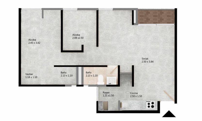 Apartamento de 2 alcobas en venta en Centro, Rionegro, 54 m² · foto 11 de 11