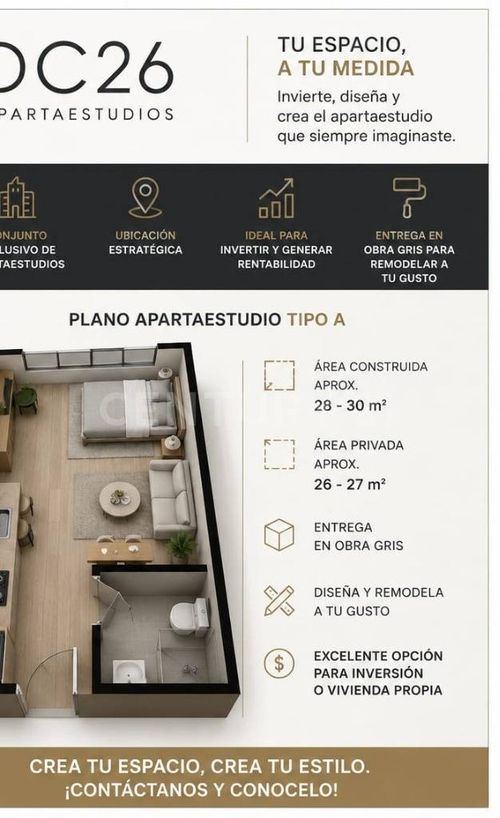 Apartaestudio en venta en Santa Cecilia, Bogotá, 29 m² · foto 3 de 3