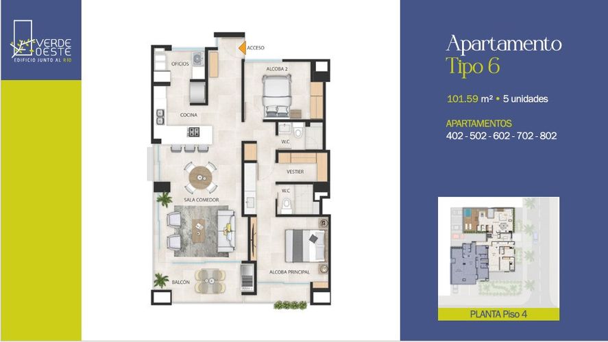 Apartamento de 2 alcobas en venta en Santa Rita, Cali, 101 m² · foto 2 de 6