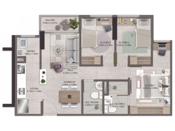 Apartamento en venta en Villa Del Parque, Itagüí · foto 6 de 11