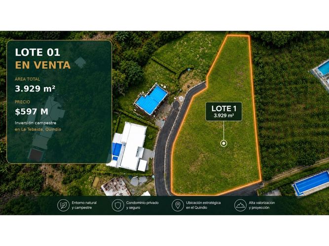 Lote en venta en Via El Eden, Armenia, 3929 m² · foto 3 de 3