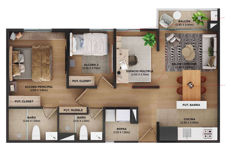 Apartamento de 3 alcobas en venta en San Rafael, Sabaneta, 63 m² · foto 9 de 9