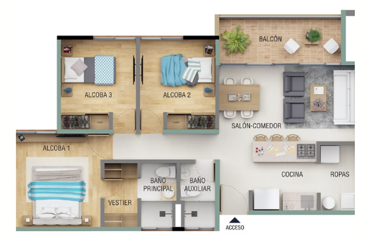 Apartamento de 2 alcobas en venta en El Retiro, 68 m² · foto 19 de 19