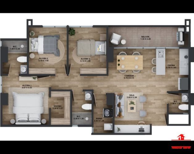 Apartamento de 3 alcobas en venta en San Nicolas, La Ceja, 80 m² · foto 7 de 11