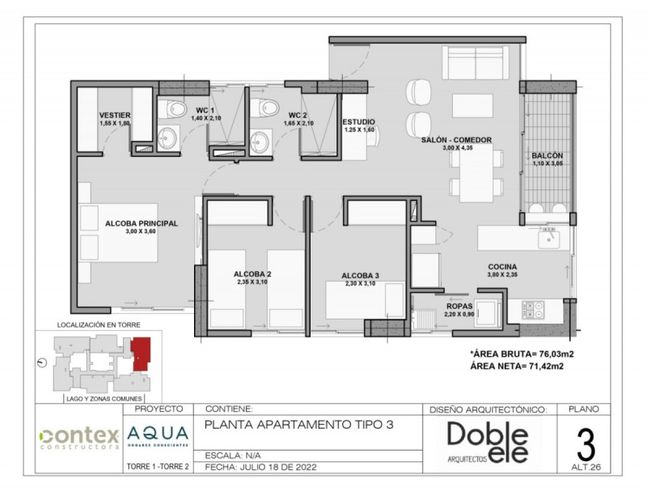 Apartamento de 3 alcobas en venta en Santa Ana, Rionegro, 76 m² · foto 15 de 15