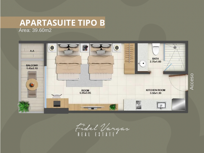 Apartaestudio en venta en Pozos Colorados, Santa Marta, 39 m² · foto 9 de 10