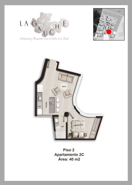 Apartamento de 1 alcoba en venta en Bosque Izquierdo, Bogotá, 40 m² · foto 5 de 6