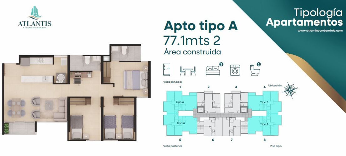 Apartamento de 3 alcobas en venta en Ciudad Venecia, Bucaramanga, 77 m² · foto 3 de 9