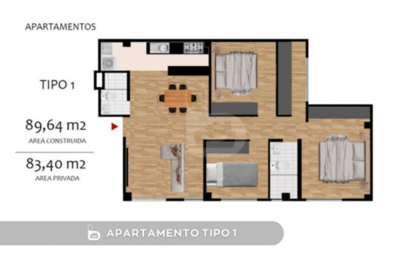 Apartamento de 3 alcobas en venta en Modelia, Bogotá, 89 m² · foto 5 de 7