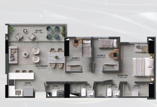 Apartamento de 3 alcobas en venta en Ciudad Del Río, Medellín, 80 m² · foto 11 de 12