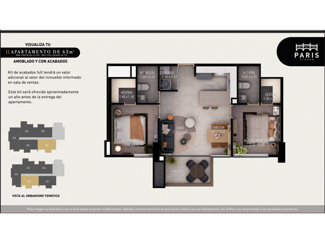 Apartamento de 2 alcobas en venta en Los Alcazares, Sabaneta, 63 m² · foto 21 de 21