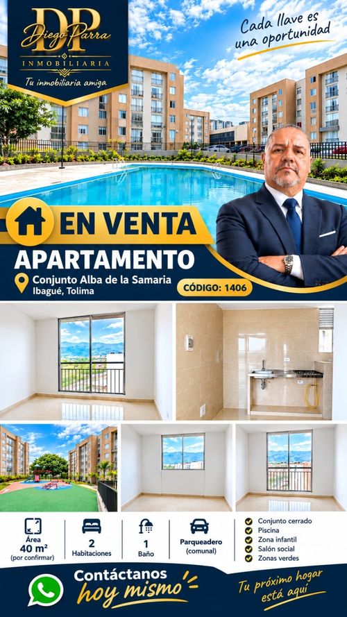 Apartamento de 2 alcobas en venta en La Samaria, Ibagué, 40 m² · foto 2 de 20