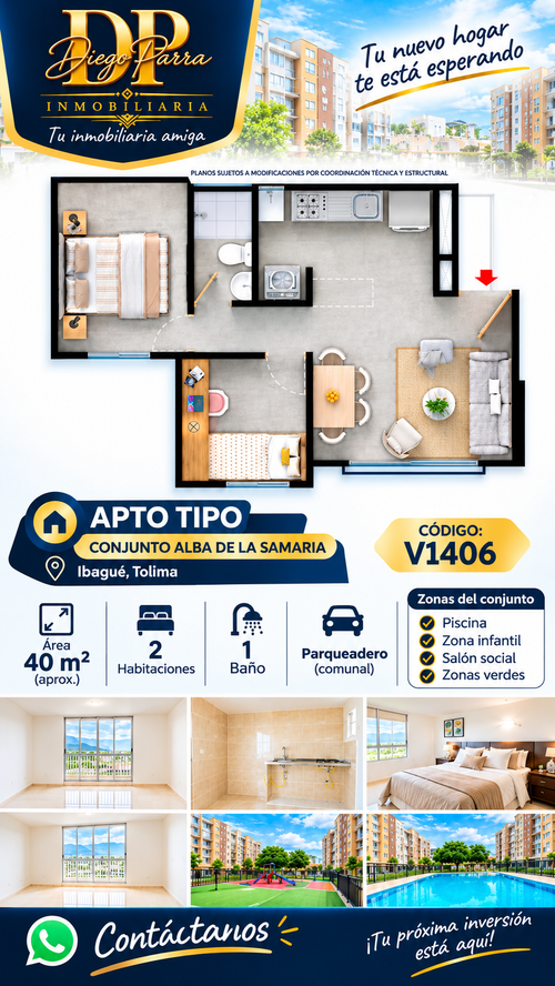 Apartamento de 2 alcobas en venta en La Samaria, Ibagué, 40 m² · foto 20 de 20