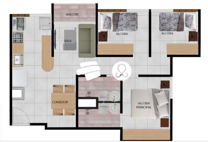 Apartamento de 3 alcobas en venta en Alto Del Medio, Rionegro, 54 m² · foto 7 de 7
