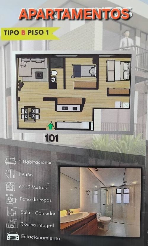 Apartamento de 2 alcobas en venta en Siberia, Cota, 49 m² · foto 2 de 16