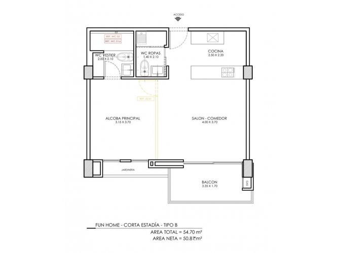 Apartamento de 1 alcoba en venta en Don Diego, El Retiro, 54 m² · foto 16 de 18