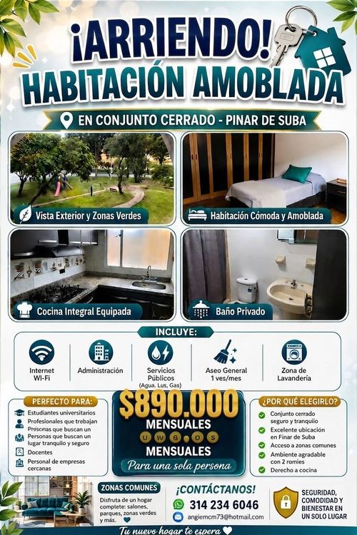 Habitación en arriendo cerca de el Politecnico Grancolombiano (Bogotá)