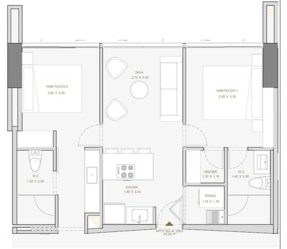 Apartamento de 1 alcoba en venta en Las Lomitas, Sabaneta, 55 m² · foto 15 de 22