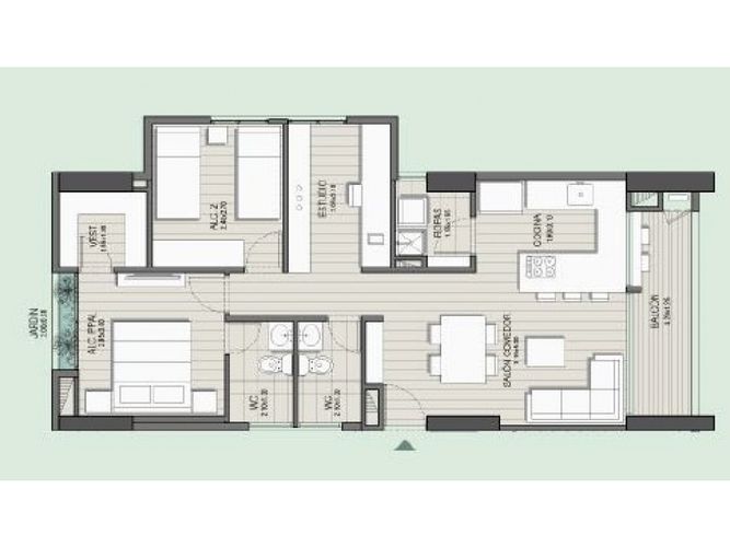 Apartamento de 2 alcobas en venta en Llano Grande, Rionegro, 75 m² · foto 3 de 3