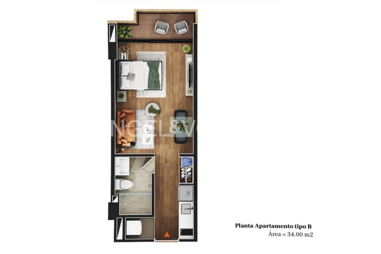 Apartamento de 1 alcoba en venta en Chicó Reservado, Bogotá, 34 m² · foto 3 de 5