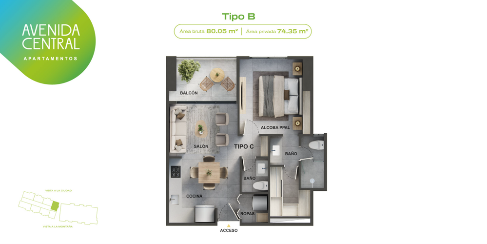 Apartamento de 2 alcobas en venta en El Poblado, Medellín, 80 m² · foto 18 de 21