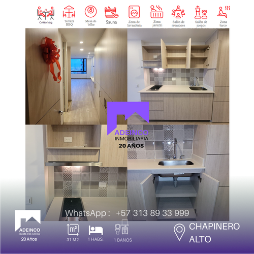 Apartamento de 1 alcoba en arriendo en Chapinero Alto, Bogotá, 30 m² · foto 3 de 20