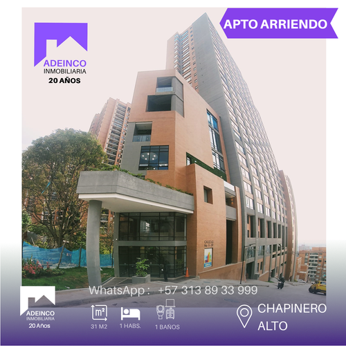 Apartamento de 1 alcoba en arriendo en Chapinero Alto, Bogotá, 30 m² · foto 4 de 20