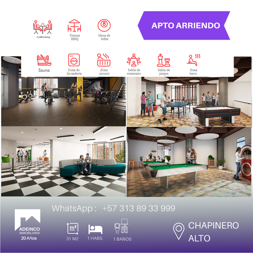 Apartamento de 1 alcoba en arriendo en Chapinero Alto, Bogotá, 30 m² · foto 15 de 20