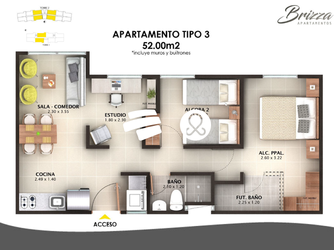 Apartamento de 1 alcoba en venta en Mayorca, Sabaneta, 43 m² · foto 10 de 19