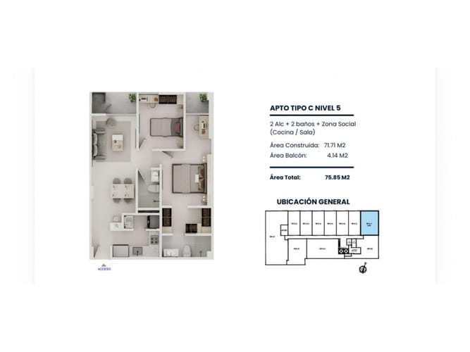 Apartamento de 2 alcobas en venta en Sevilla, Neiva, 75 m² · foto 15 de 15