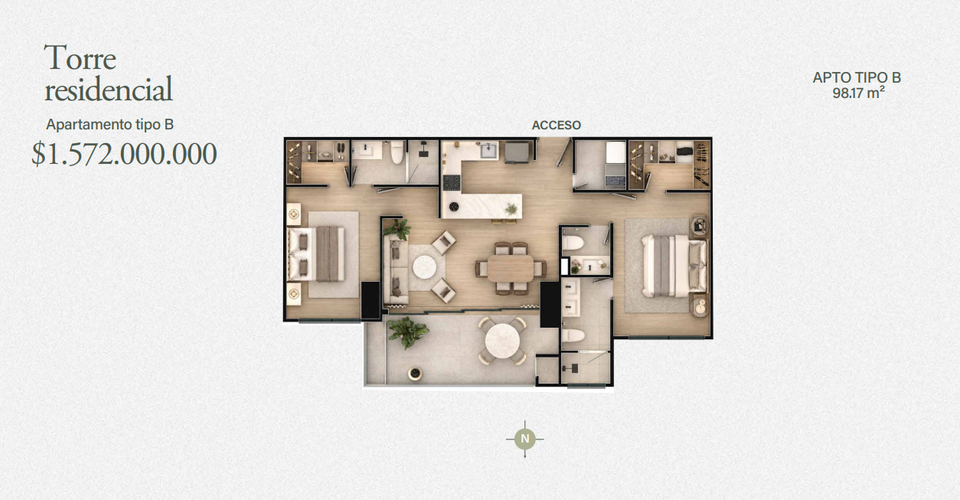 Apartamento de 2 alcobas en venta en El Poblado, Medellín, 98 m² · foto 16 de 24